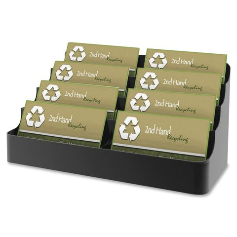 deflecto 8-Tier Recycled Business Card Holder, Holds 400 Cards, 7.88 x 3.88 x 3.38, Plastic, Black