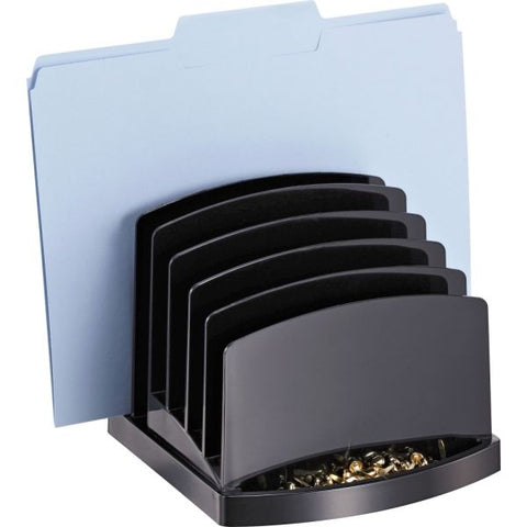 Officemate Incline Sorter, 6 Sections, Letter to Legal Size Files, 7.5" x 7.5" x 6.4", Black