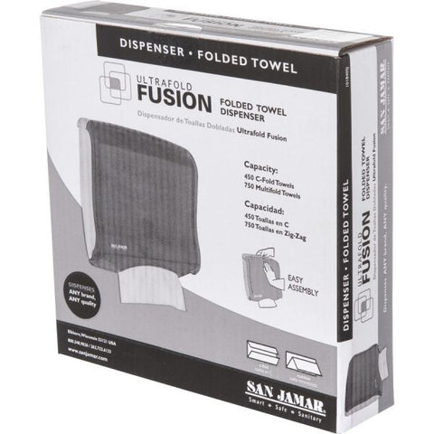 San Jamar Ultrafold Fusion C-Fold and Multifold Towel Dispenser, 11.5 x 5.5 x 11.5, Black