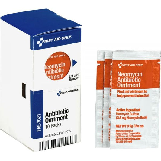 First Aid Only SmartCompliance Antibiotic Ointment, 0.9 g Packet, 10/Box