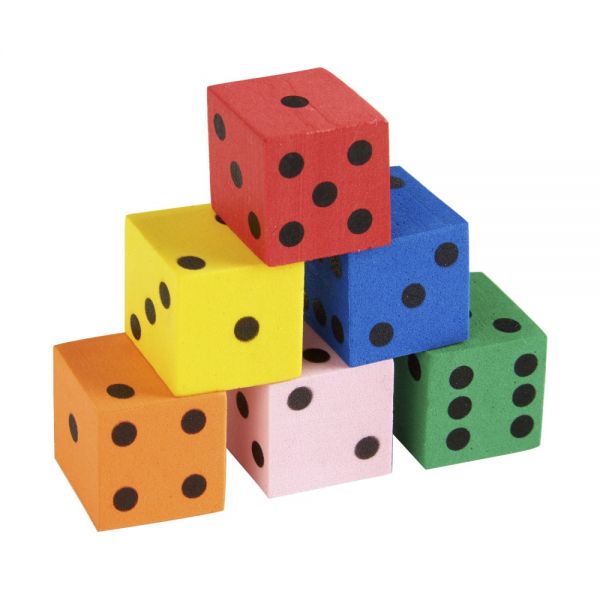 Foam Dice, Assorted Colors, Pre-K, Pack Of 24 Dice