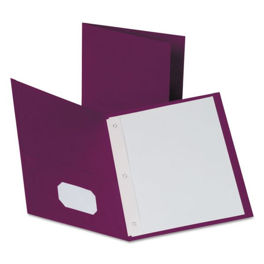 Oxford Twin-Pocket Folders with 3 Fasteners, 135-Sheet Capacity, Burgundy, 25/Box