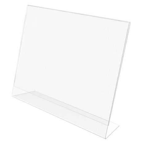 Deflect-o Anti-Glare Slanted Horizontal Sign Holder 11" x 8.50" Insert Size - Acrylic - Clear - 1 Each