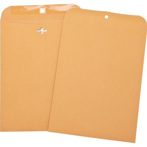 Business Source Heavy Duty Gummed Clasp Envelopes 8.75" x 11.50" - Gummed Flap - 100/ Box - Kraft