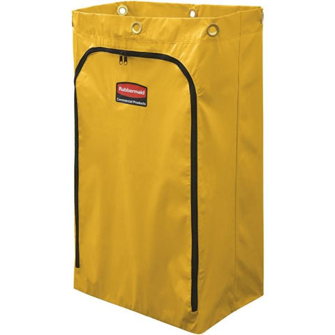 Rubbermaid Commercial Zippered Vinyl Cleaning Cart Bag, 24 gal, , 17.25" x 30.5", Yellow