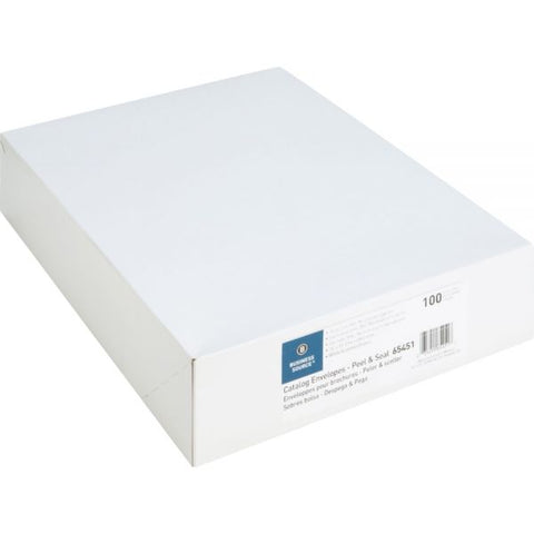 Business Source 10" x 13" Catalog Envelopes #13 1/2 (10" x 13") - 28 lb Paper Weight - Peel & Seal - Paper - White - 100/ Box