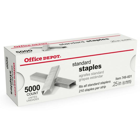 Staples, 1/4" Standard, Full Strip, Box Of 5,000