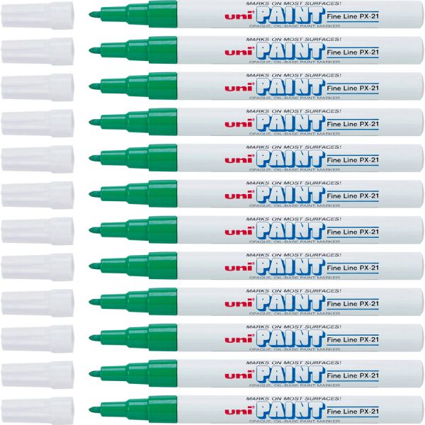 uniball Uni-Paint PX-21 Oil-Based Fine Point Marker Fine Marker Point - Green Oil Based Ink - 1 Dozen