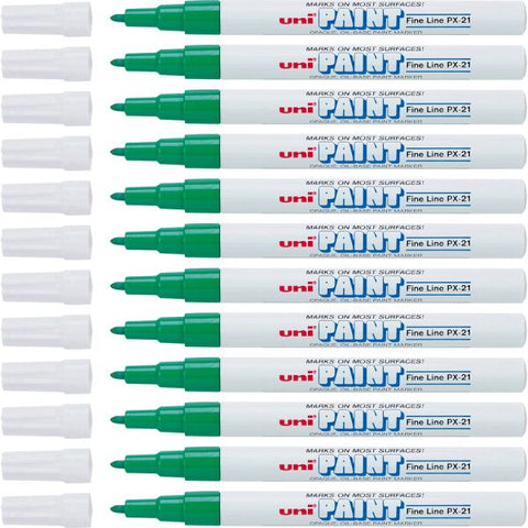 uniball Uni-Paint PX-21 Oil-Based Fine Point Marker Fine Marker Point - Green Oil Based Ink - 1 Dozen