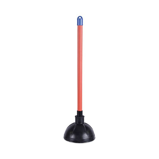 Boardwalk Toilet Plunger, 18" Plastic Handle, 5.63" dia, Red/Black, 6/Carton