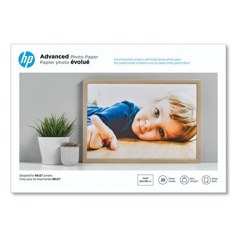 HP Advanced Photo Paper, 10.5 mil, 13 x 19, Glossy White, 20/Pack