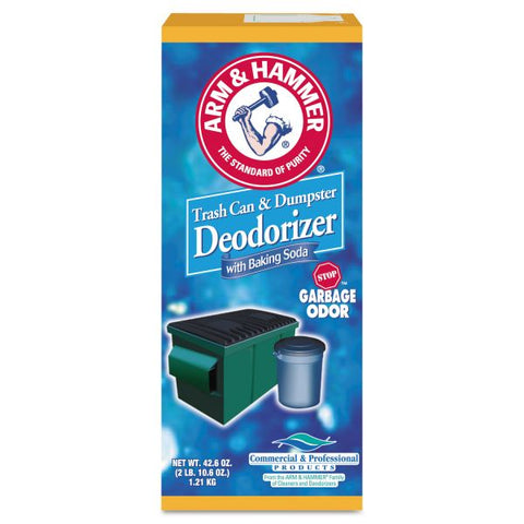 Arm & Hammer Trash Can and Dumpster Deodorizer with Baking Soda, Sprinkle Top, Original, Powder, 42.6 oz Box, 9/Carton