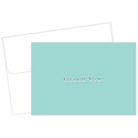 Great Papers! Bella Blue with Silver Foil Thank You Note Card and Envelope, 4.875" x 3.375" (folded), 20 count