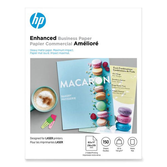 HP Laser Matte Brochure Paper, 112 Bright, 40 lb Bond Weight, 8.5 x 11, White, 150/Pack