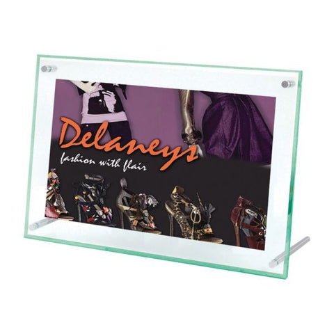 deflecto Superior Image Beveled Edge Sign Holder, Letter Insert, Clear/Green-Tinted Edges