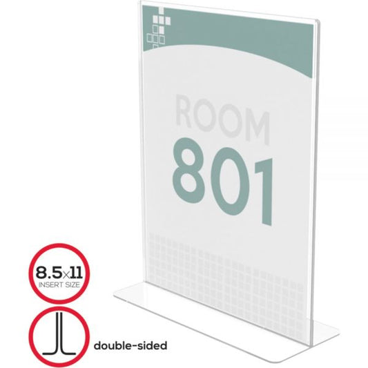 deflecto Superior Image Double Sided Sign Holder, 8.5 x 11 Insert, Clear