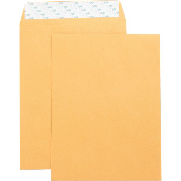 Business Source 9" x 12" Catalog Envelopes #10 1/2 (9" x 12") - 28 lb Paper Weight - Peel & Seal - Kraft - Brown - 250/ Box