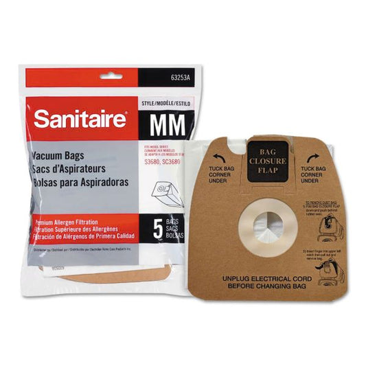 Electrolux Sanitaire Style MM Disposable Dust Bags w/Allergen Filter for 3670G/SC3683A/SC3683B, 5/PK