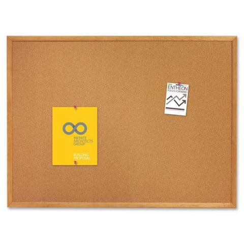 Quartet Classic Series Cork Bulletin Board, 36 x 24, Natural Surface, Oak Fiberboard Frame