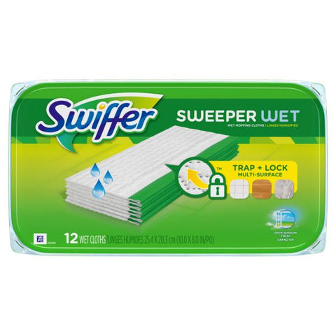 Swiffer Sweeper Wet Multisurface Mopping Pads, Open Window Fresh Scent, 11 5/8" x 2 3/16", Pack Of 12