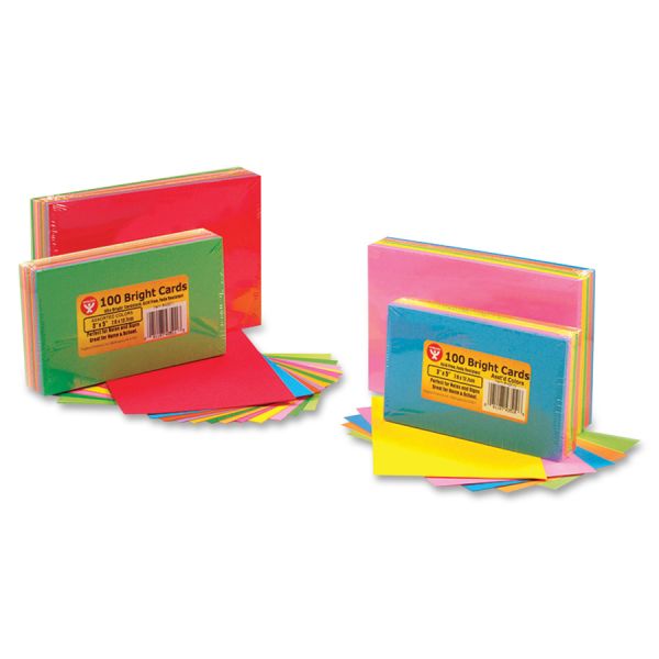 Hygloss 3" x 5" Blank Bright Note Cards 3" x 5" - Blank - Assorted Colors - 100/ Pack