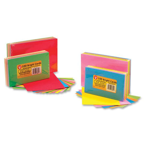 Hygloss 3" x 5" Blank Bright Note Cards 3" x 5" - Blank - Assorted Colors - 100/ Pack