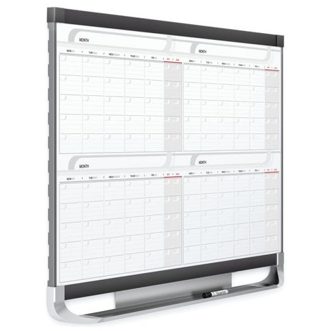 Quartet Prestige 2 Total Erase Four-Month Calendar, 36 x 24, Graphite Color Frame, Undated Calendar