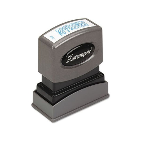 Xstamper APPROVED Title Stamp Message Stamp - "APPROVED" - 0.50" Impression Width x 1.63" Impression Length - 100000 Impression(s) - Blue - Recycled - 1Each