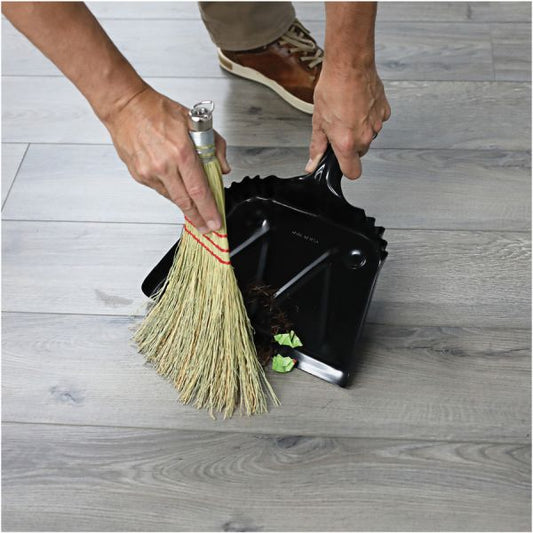 Genuine Joe Heavy-Duty Metal Dustpan 12" Wide - Metal, Steel - Black - 1 Each