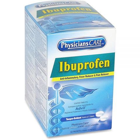 PhysiciansCare Ibuprofen Pain Reliever, Two-Pack, 125 Packs/Box