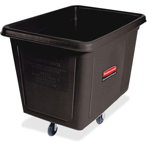 Rubbermaid Commercial 300-lb Capacity Cube Truck 44.91 gal Capacity - Cube - Durable - 28.1" Height x 26" Width - Metal, High-density Polyethylene (HDPE) - Black - 1 Each