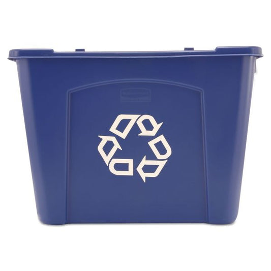 Rubbermaid Commercial Stacking Recycle Bin, 14 gal, Polyethylene, Blue