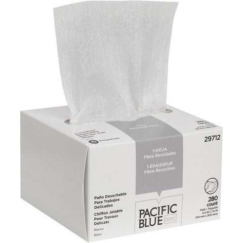 Georgia Pacific Professional AccuWipe Recycled One-Ply Delicate Task Wipers, 1-Ply, 4.5 x 8.25, Unscented, White, 280/Box