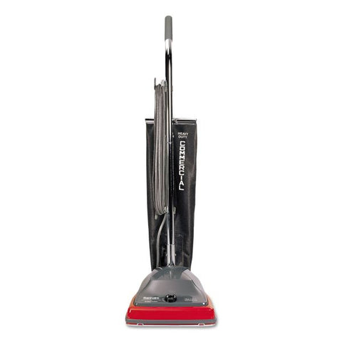 Sanitaire TRADITION Upright Vacuum with Shake-Out Bag, 12 lb, Gray/Red