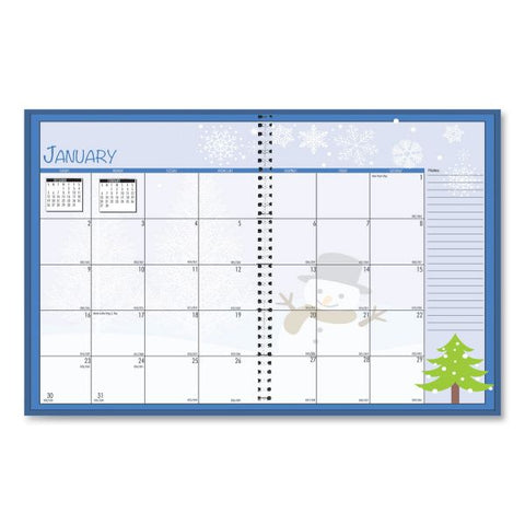 House of Doolittle Seasonal Monthly Planner, 7 x 10, 2023 Calendar 7" x 10" - Monthly - January-December - Wirebound - Leatherette - Light Blue Cover