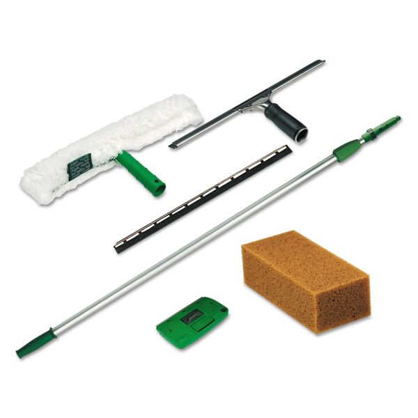 Unger Pro Window Cleaning Kit with 8 ft Pole, Scrubber, Squeegee, Scraper, Sponge