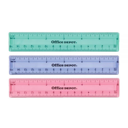 Plastic Ruler, 6", Assorted Colors (No Color Choice)