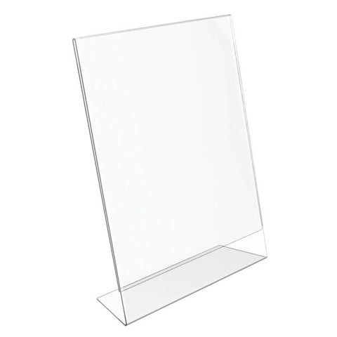 Slanted Sign Holder, Vertical, 11"H x 8-1/2"W, Clear, Pack of 4