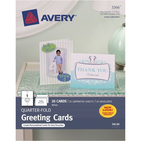 Avery Inkjet Greeting Card - White 4.25" x 5.50" - Matte - 20 x Sheet