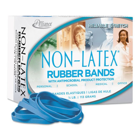 Alliance Antimicrobial Non-Latex Rubber Bands, Size 64, 0.04" Gauge, Cyan Blue, 4 oz Box, 95/Box