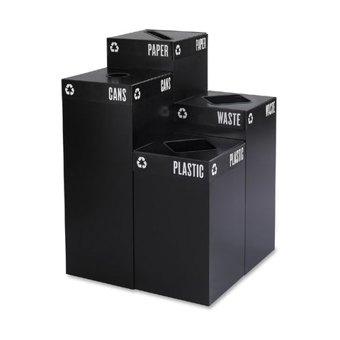 Safco Public Square Recycling Receptacles, Paper Recycling, 42 gal, Steel, Black