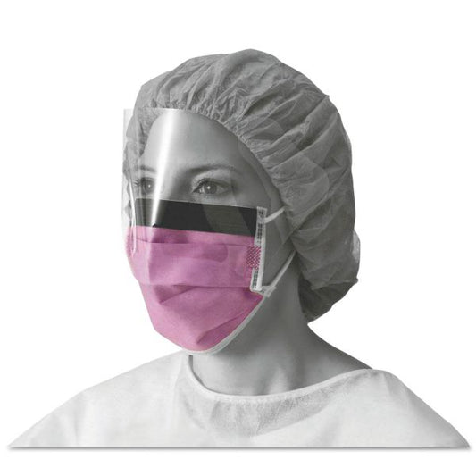 Medline Prohibit Face Mask w/Eyeshield, Polypropylene/Cellulose, Purple, 25/Box