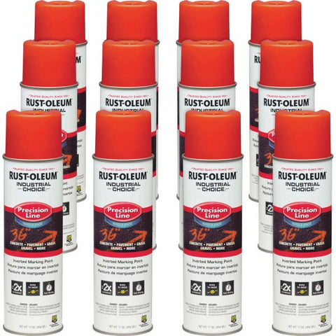 Rust-Oleum Industrial Choice Precision Line Marking Paint 17 fl oz - 12 / Carton - Alert Orange