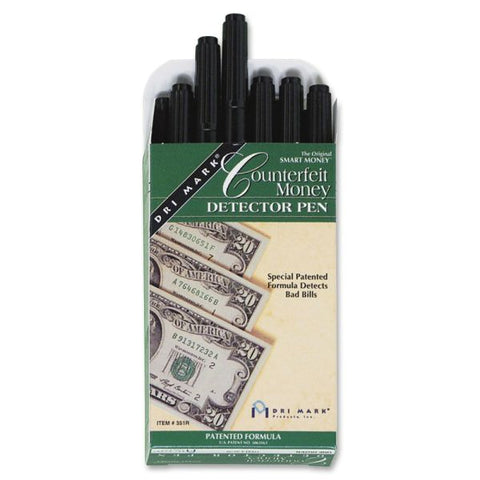 Dri-Mark Smart Money Counterfeit Bill Detector Pen, U.S. Currency, 12/Pack