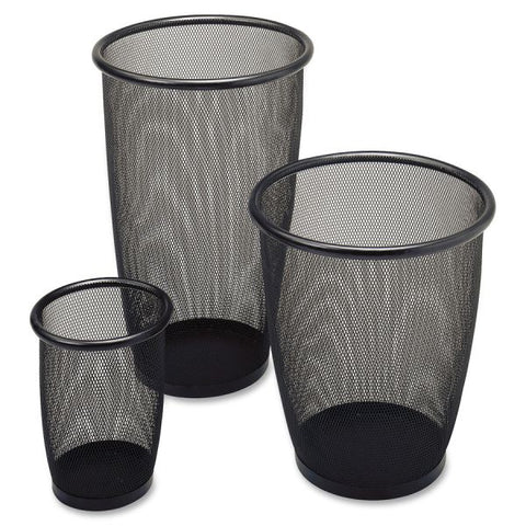 Safco Onyx Round Mesh Wastebaskets, 5 gal, Steel Mesh, Black