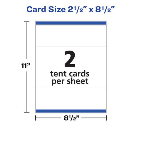 Avery Medium Embossed Tent Cards, White, 2.5 x 8.5, 2 Cards/Sheet, 50 Sheets/Box