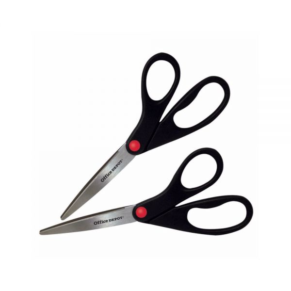 Scissors, 8", Straight, Black, Pack Of 2