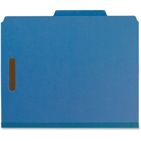 Smead Recycled Pressboard Classification Folders, 2" Expansion, 2 Dividers, 6 Fasteners, Letter Size, Dark Blue, 10/Box