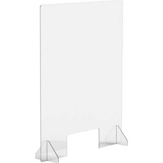 Lorell Social Distancing Barrier w/Cutout 30" Width x 7" Depth x 36" Height - 1 Each - Clear - Acrylic