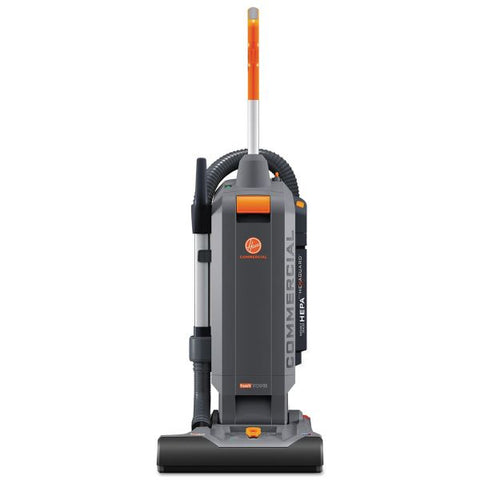 Hoover Commercial HushTone Vacuum Cleaner with Intellibelt, 15" Cleaning Path, Gray/Orange